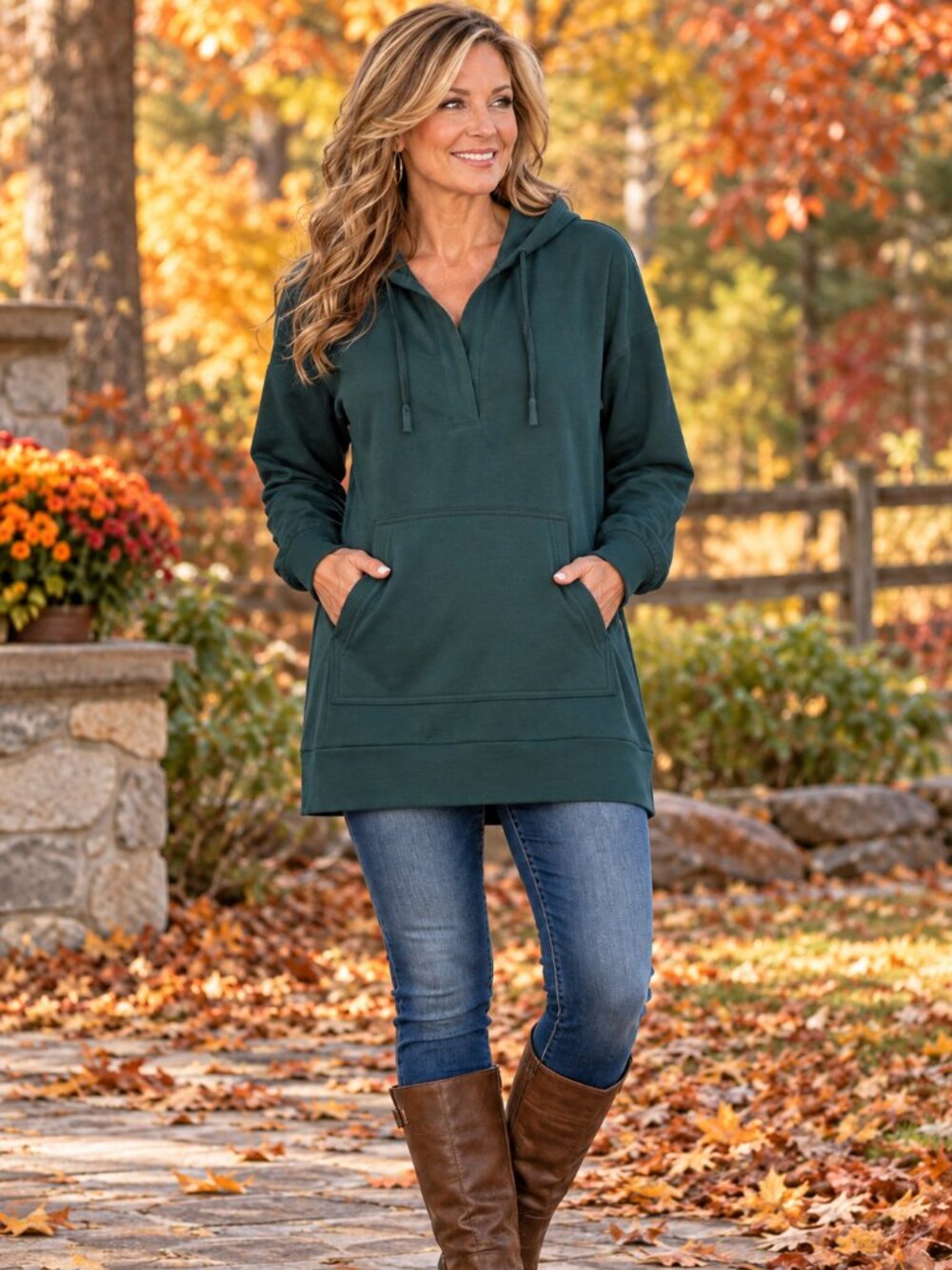 LIVE-IN Sweatshirt Hooded w/Kangaroo Pockets French Terry Green XXL